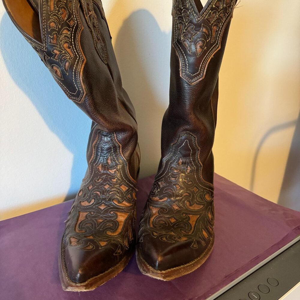 ARIAT BROWN LEATHER WESTERN BOOT SZ 8